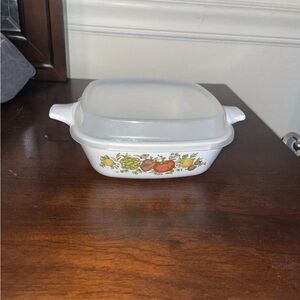 Vintage White Casserole Dish with Lid